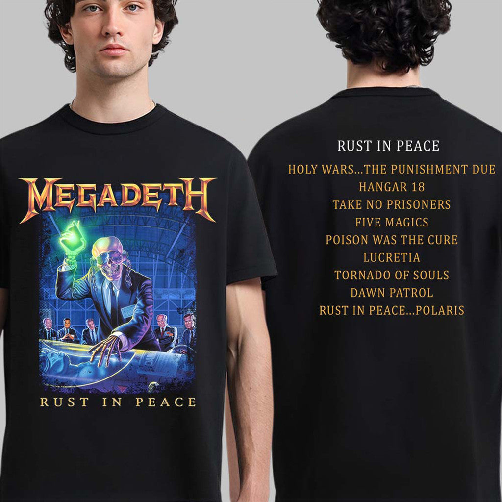 Megadeth Rust In Peace Tracklist T-Shirt Megadeth Merch Gift Ideas For Music Lovers - Merchluma