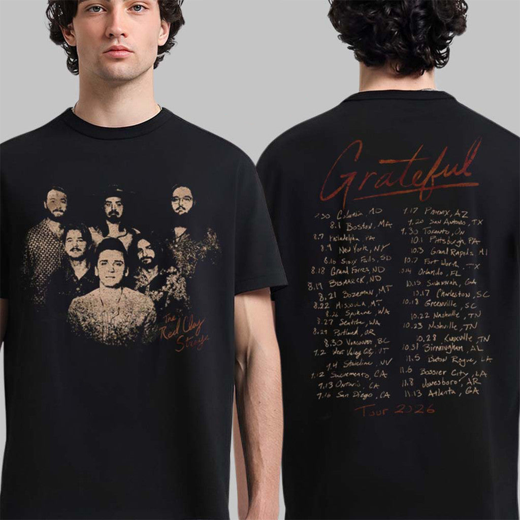 The Red Clay Strays Grateful Tour 2026 Photo T-Shirt The Red Clay Strays Merch Him Gifts - Merchluma