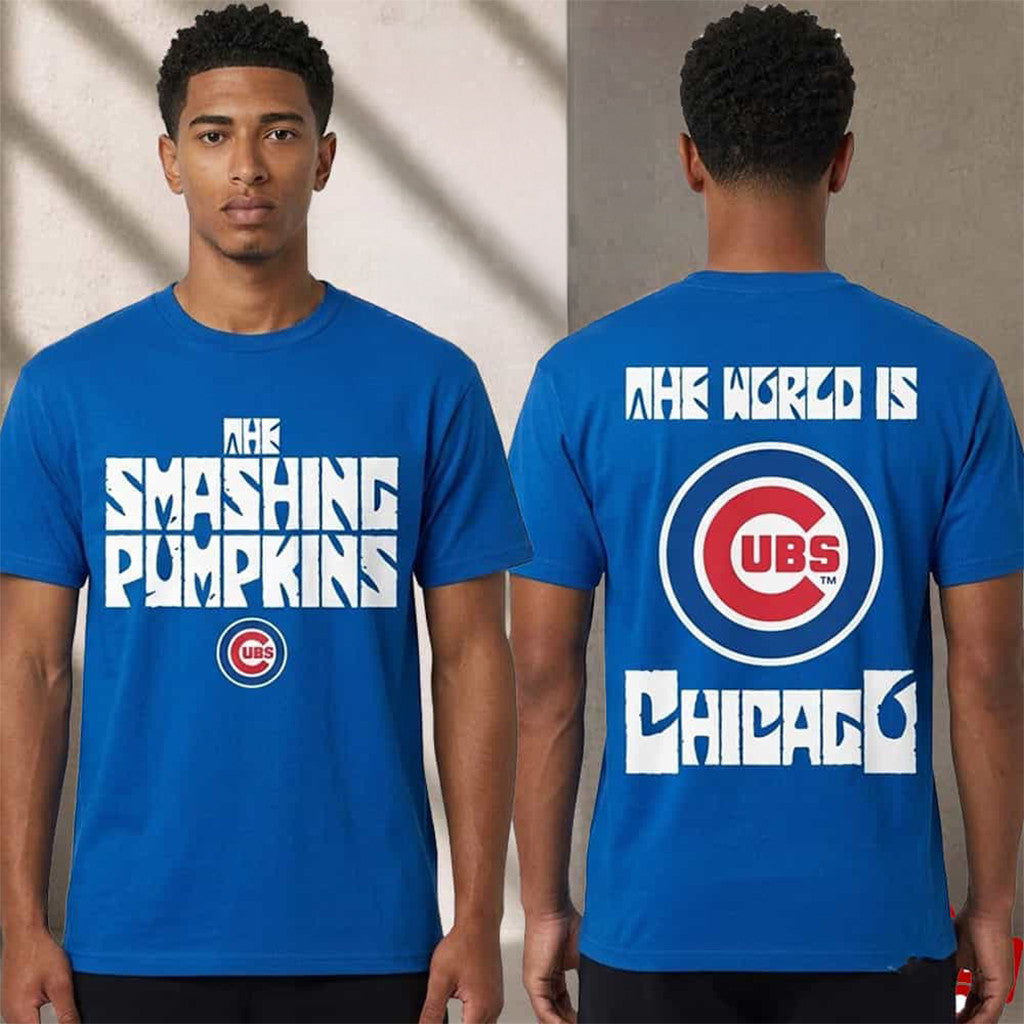 The Smashing Pumpkins x Chicago Cubs Shirt The World Is Chicago T-Shirt Pumpkins Merch - Merchluma