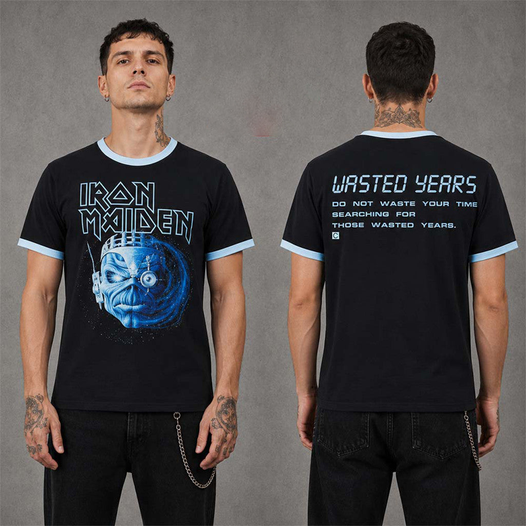 Iron Maiden Summer 2026 Collection Wasted Years Ringer T-Shirt Iron Maiden Merch Fan Gifts - Merchluma