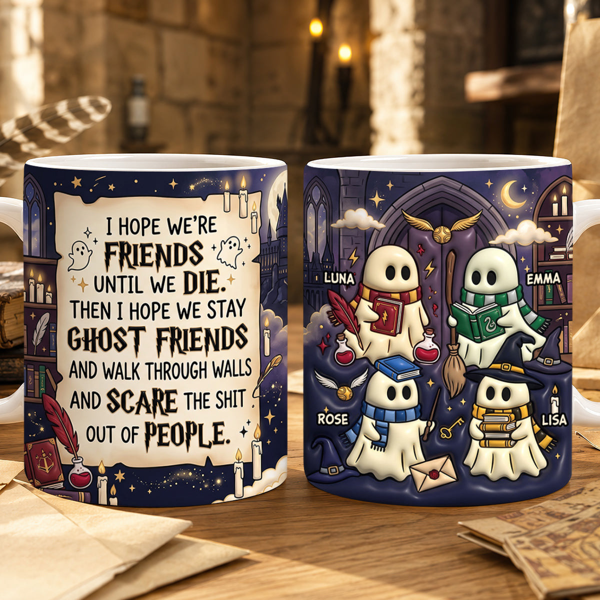Personalized Ghost I Hope We're Friends Mug Halloween Cup Gifts For Besties - Merchluma