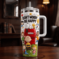 Personalized Snoopy Peanuts Don't Worry Be Happy Tumbler Cute Snoopy Merch BFF Gifts - Merchluma