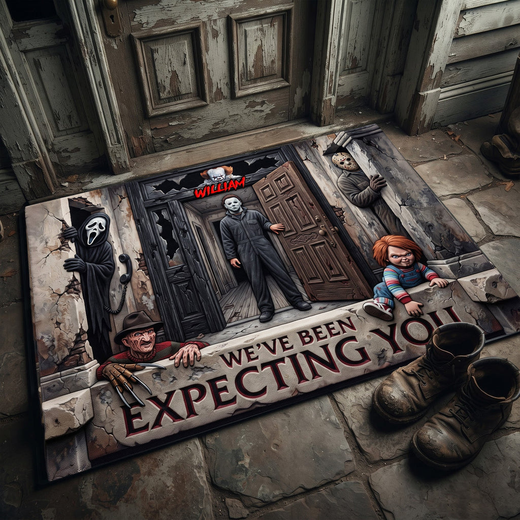 Custom Scary Villain We've Been Expecting You Doormat Halloween Mat Gifts For Horror Lovers - Merchluma