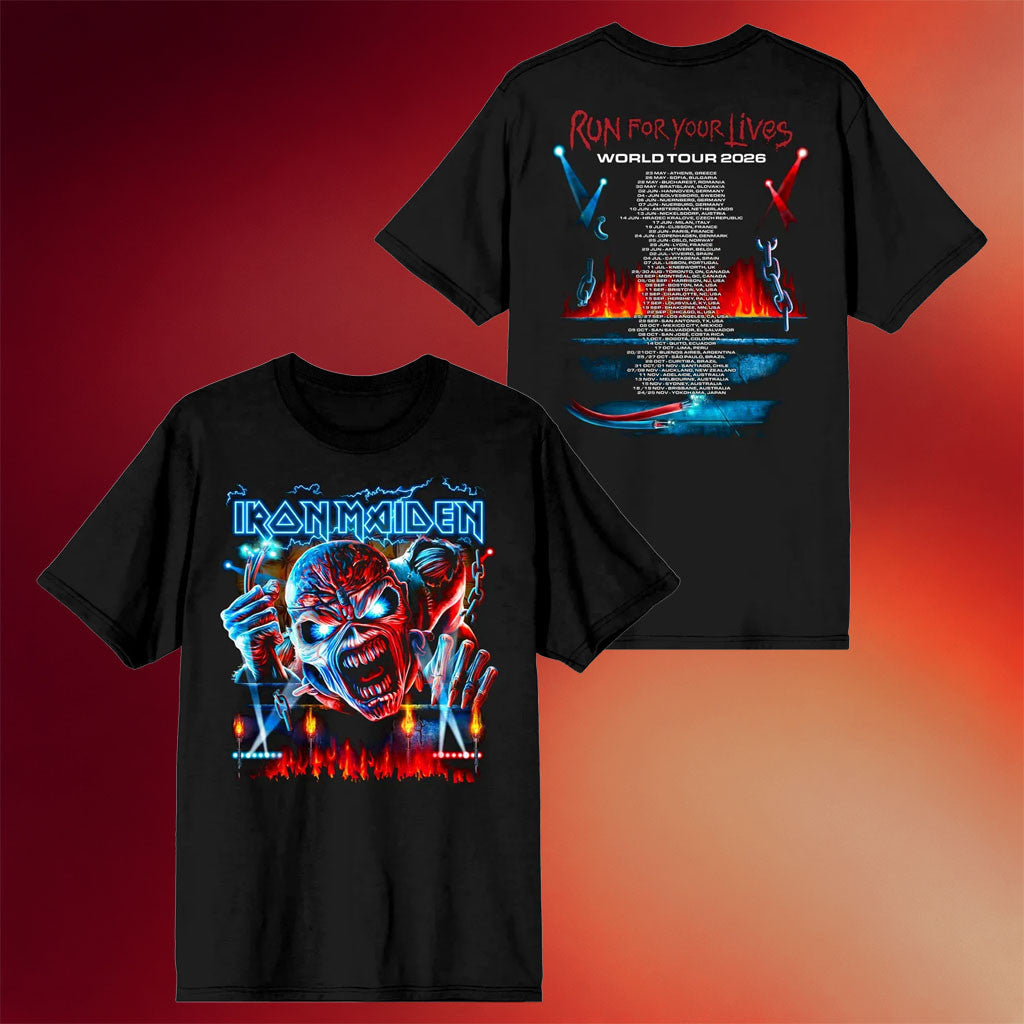 Iron Maiden Merch 2026 Run For Your Lives World Tour T-Shirt Black Gift For Music Lovers - Merchluma