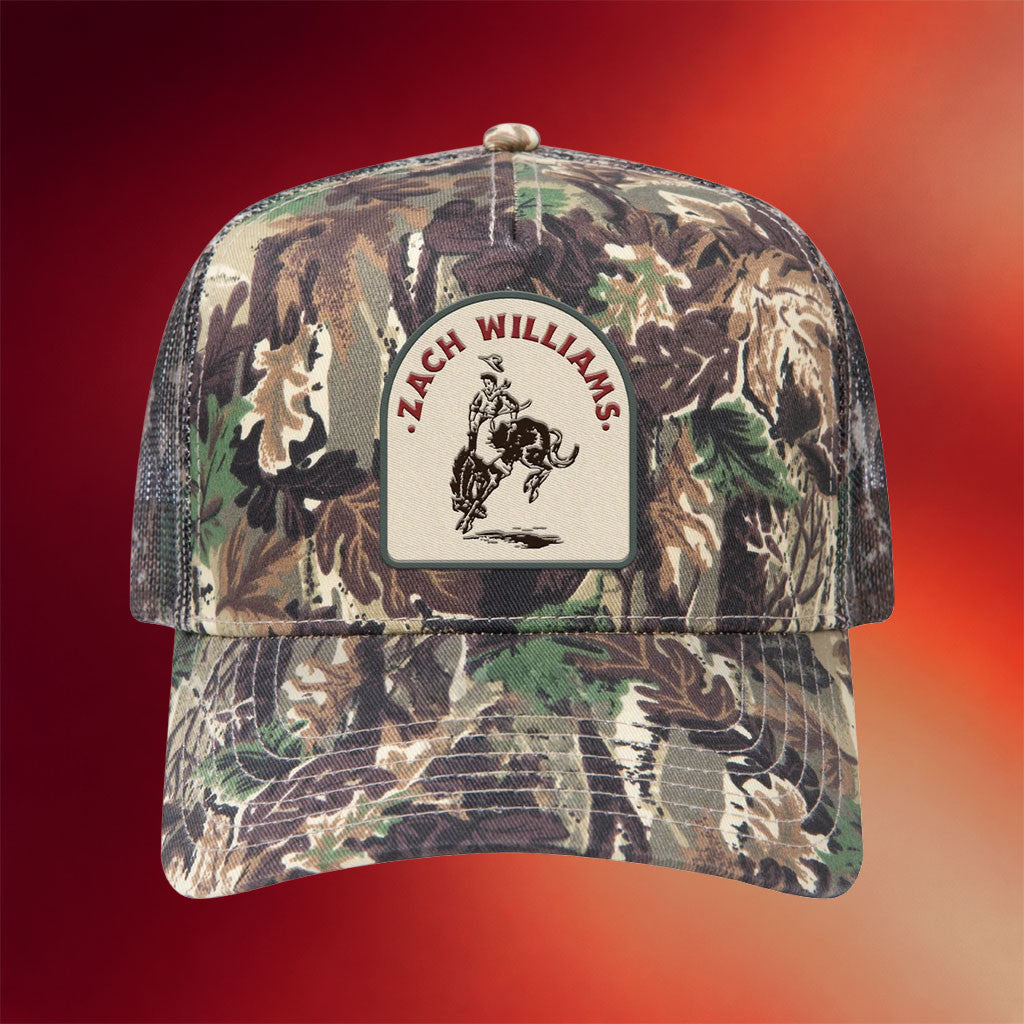 Zach Williams Merch 2026 Bucking Bronco Camo Trucker Hat Music Related Gifts For Guys - Merchluma