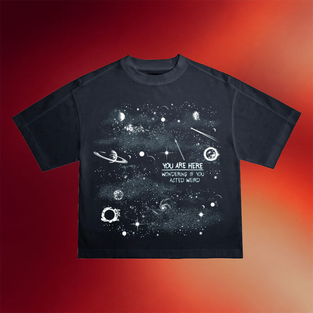 Drew Afualo Merch 2026 You Are Here T-Shirt Wondering If You Acted Weird Shirt BFF Gifts - Merchluma