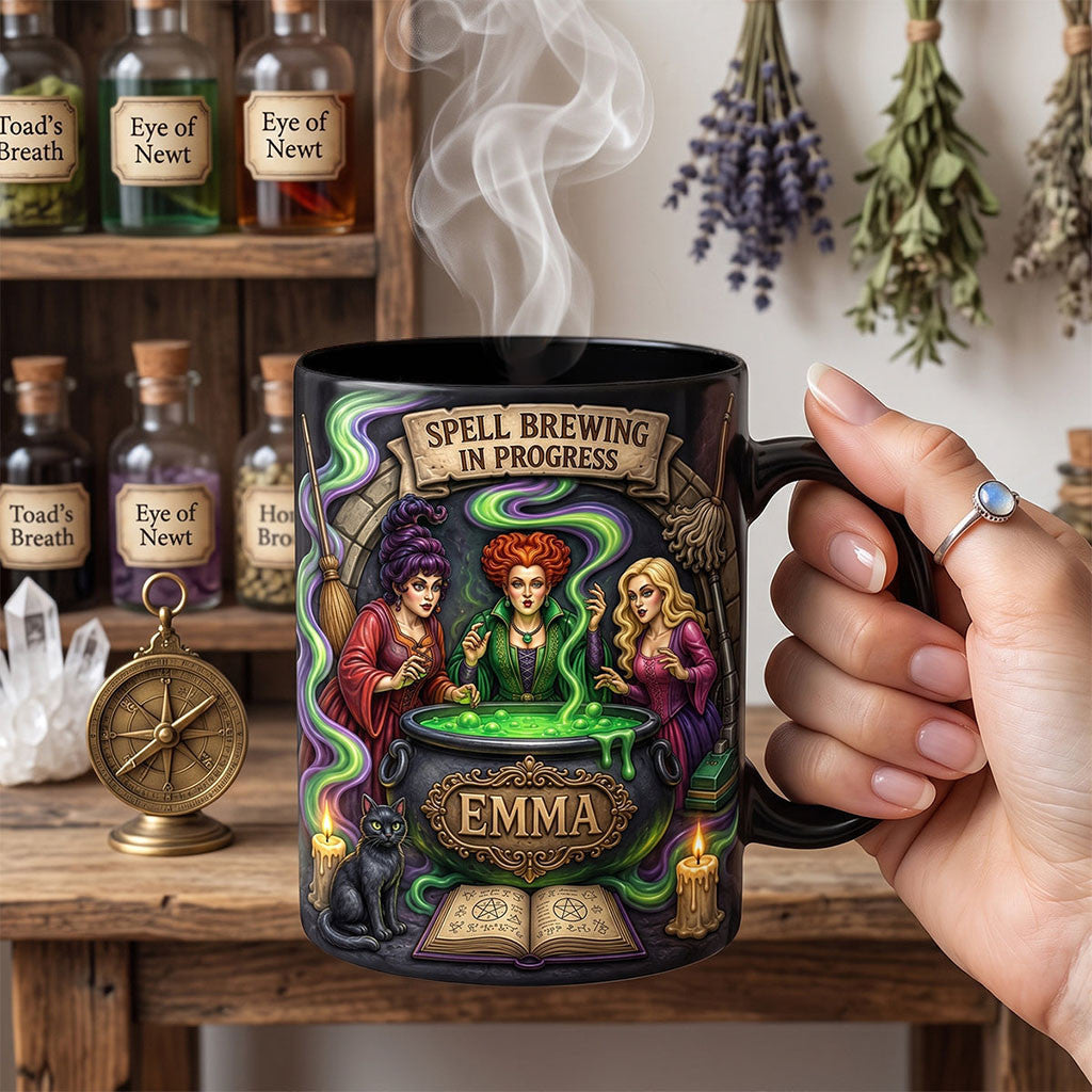 Personalized Hocus Pocus Spell Brewing In Progress Mug Spooky Brew Magic Cup Witch Lovers Gift - Merchluma