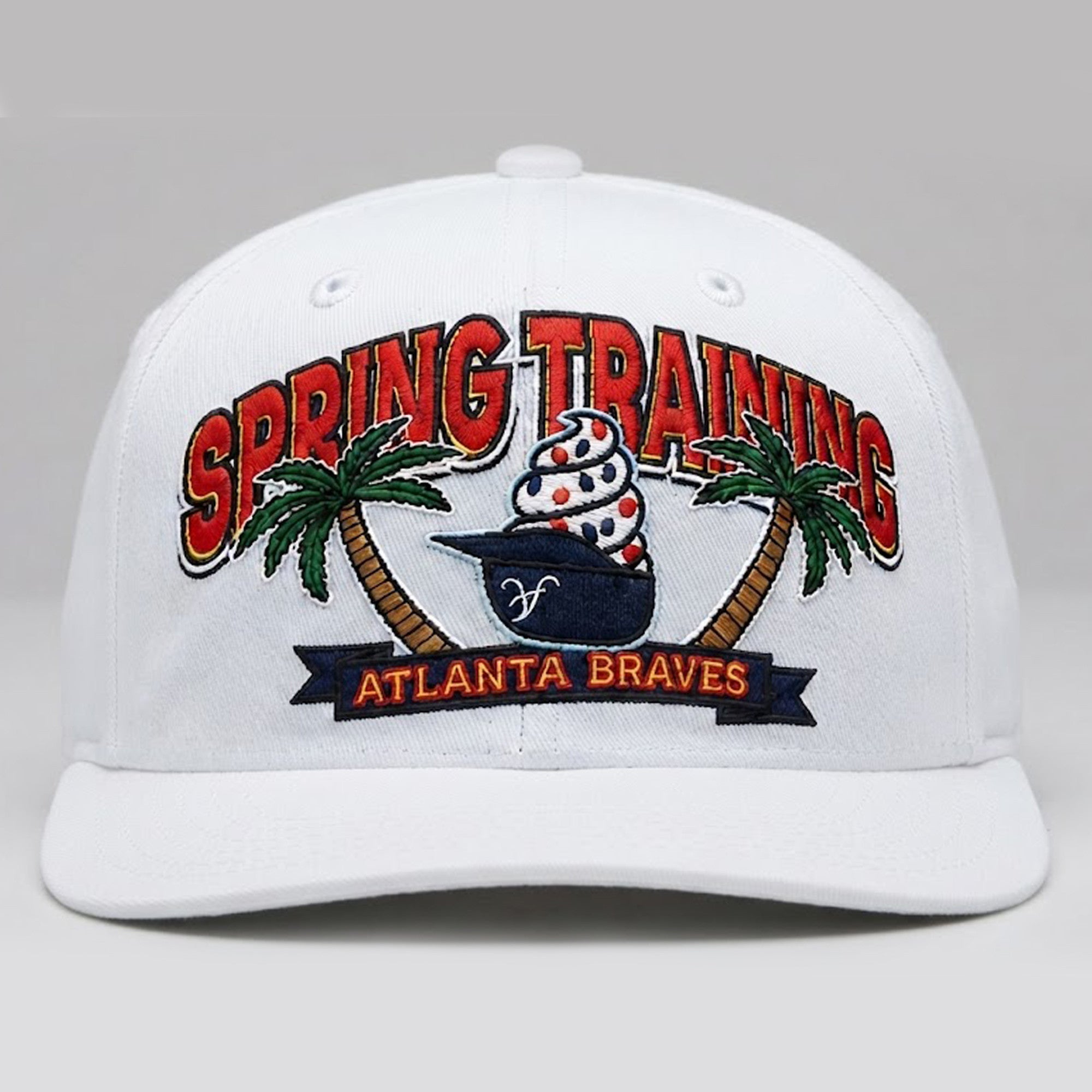 Spring Training Atlanta Braves Ice Cream Day 2026 Snapback Hat White Embroidered Braves Merch - Merchluma