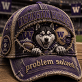 Washington Huskies Problem Solved Hat Game Day Cap Washington Huskies Merch Football Fan Gift - Merchluma