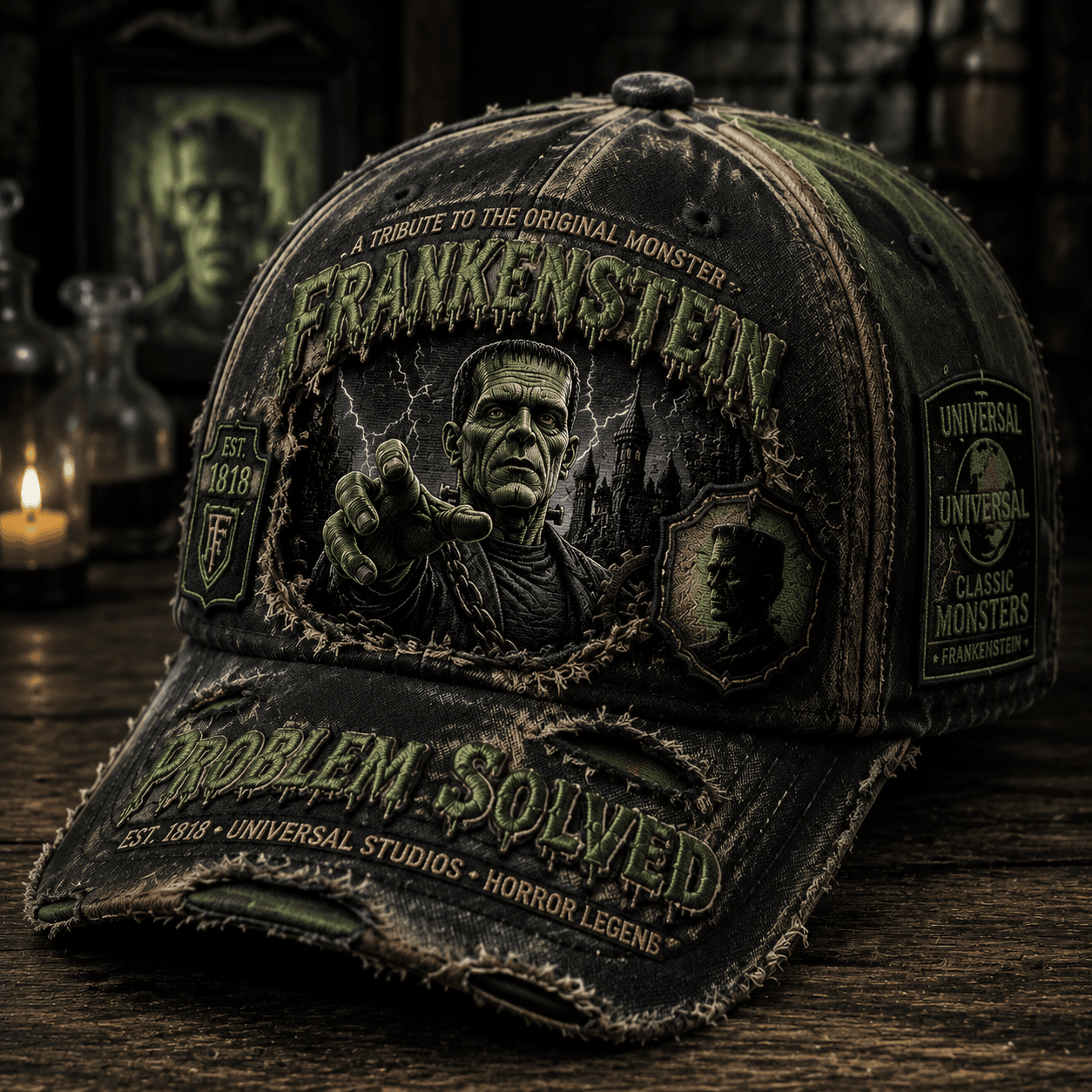 Frankenstein Merch A Tribute To The Original Monster Hat Problem Solved Hat Halloween Gifts - Merchluma