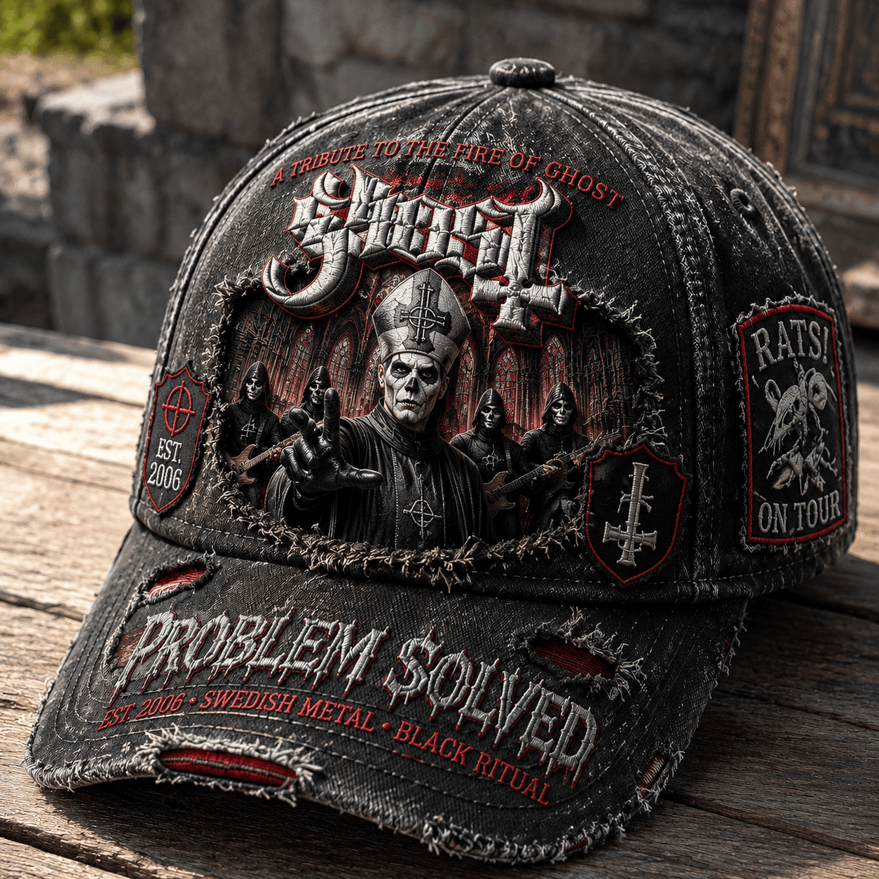 Ghost Band Merch A Tribute To Fire Of Ghost Hat Problem Solved Hat Rats On Tour Merch Fan Gifts - Merchluma