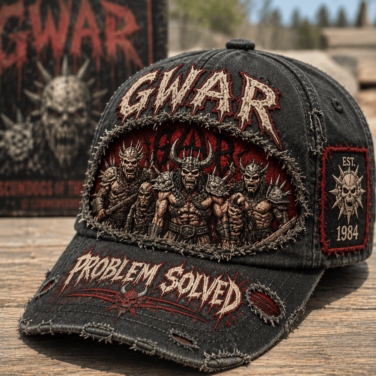 Gwar Est 1984 Hat Problem Solved Hat Gwar Merch Gift For Heavy Metal Band Fans - Merchluma