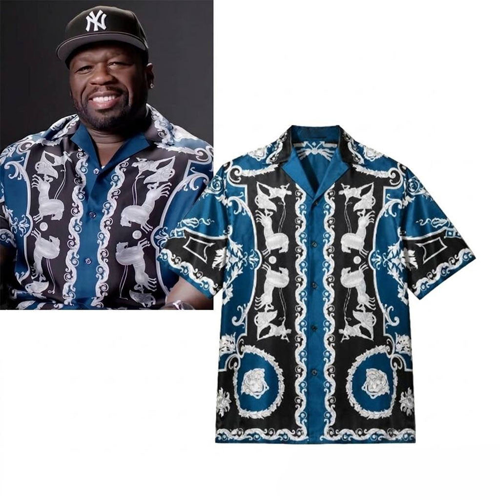 50 Cent Versace Hall of Heroes Hawaiian Shirt 2026 50 Cent Merch Gift Ideas For Dudes - Merchluma