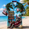 Alabama Crimson Tide No Work No Stress Hawaiian Shirt Alabama Crimson Tide Merch For Summer - Merchluma