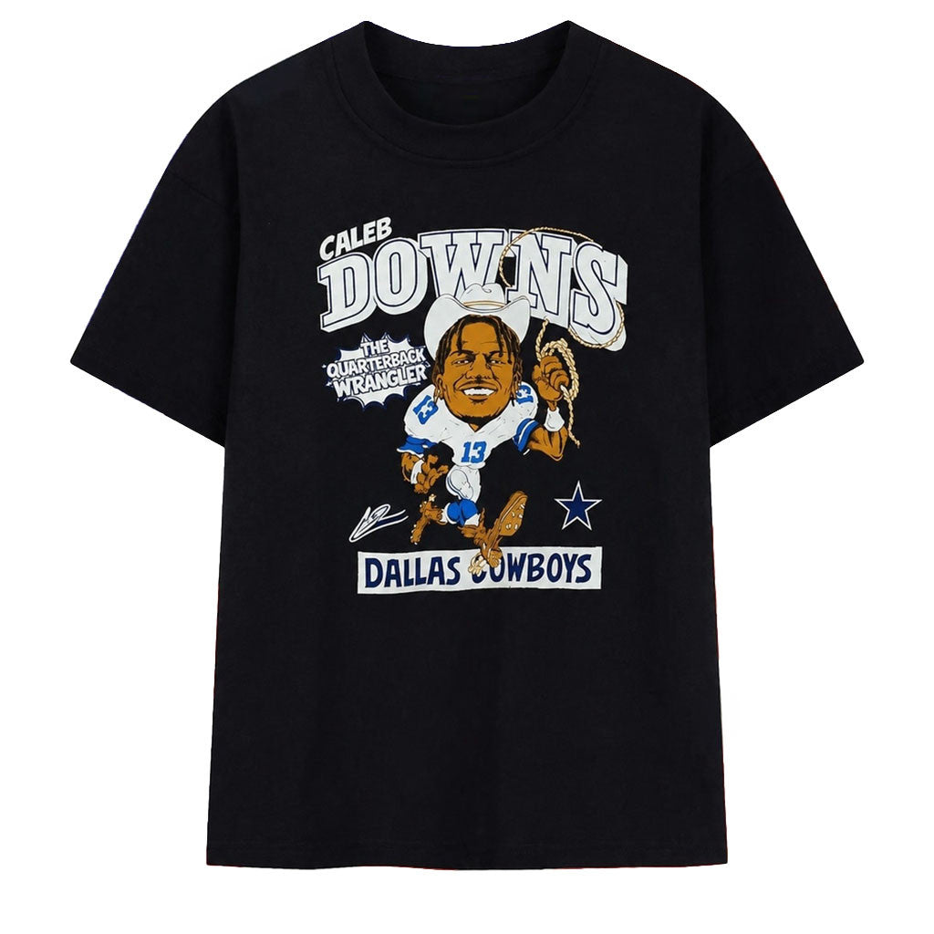 Caleb Downs The Quarterback Wrangler Dallas Cowboys T-Shirt Gift For Football Fans - Merchluma