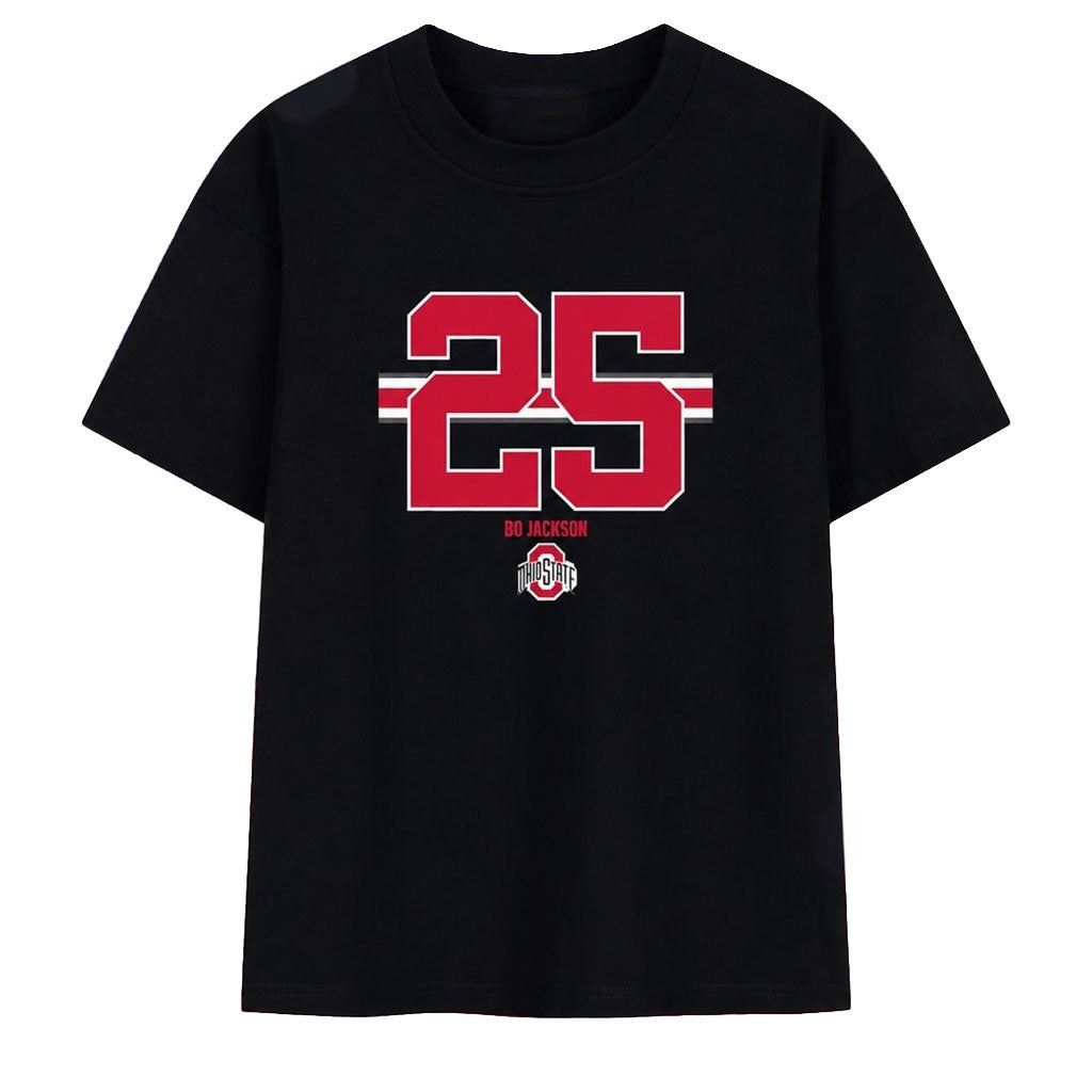 Ohio State Buckeyes Bo Jackson 25 T-Shirt Black Buckeyes Merch Gift For Sports Lovers - Merchluma
