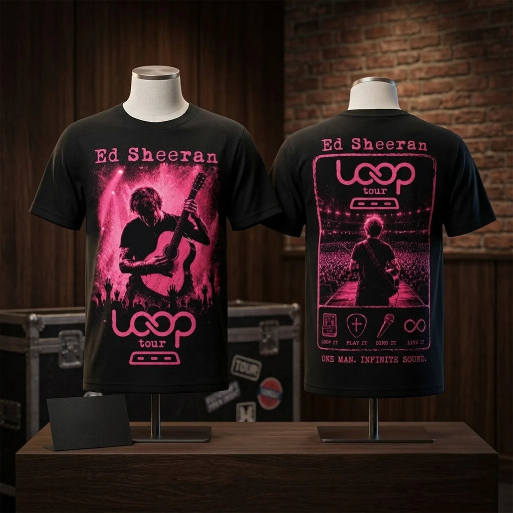 Ed Sheeran Loop Tour 2026 Pink Concert Poster T-Shirt Ed Sheeran Merch Music Lover Gifts - Merchluma