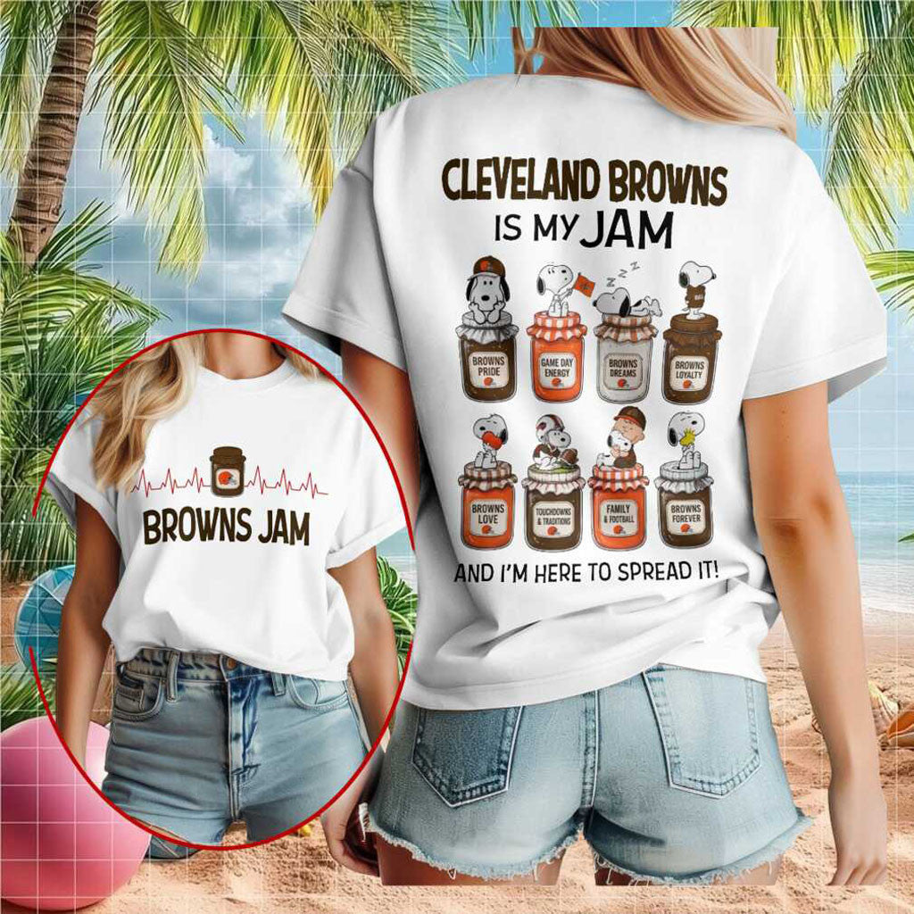 Cleveland Football Peanuts Snoopy Jam Shirt Cleveland Browns Merch Gift For Game Day - Merchluma