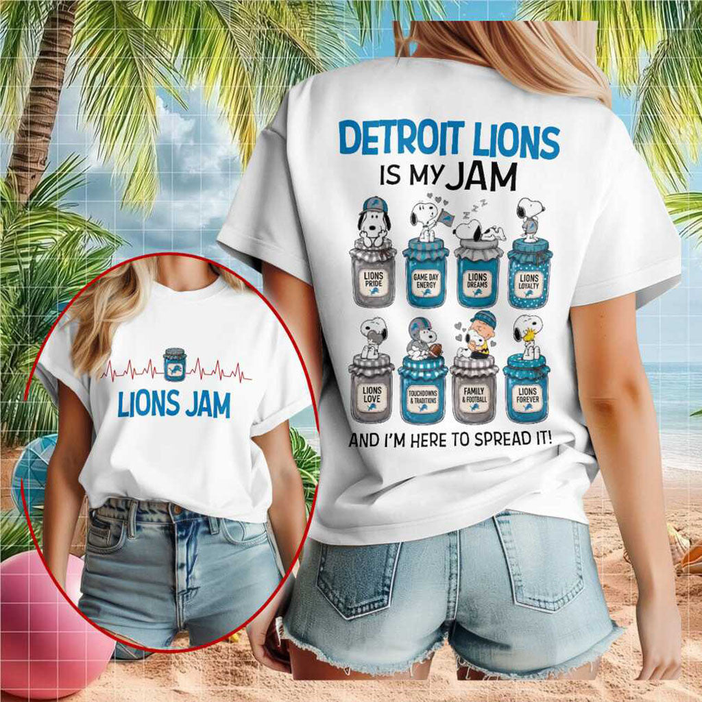 Detroit Football Peanuts Snoopy Jam Shirt Detroit Lions Is My Jam T-Shirt Detroit Lions Merch - Merchluma