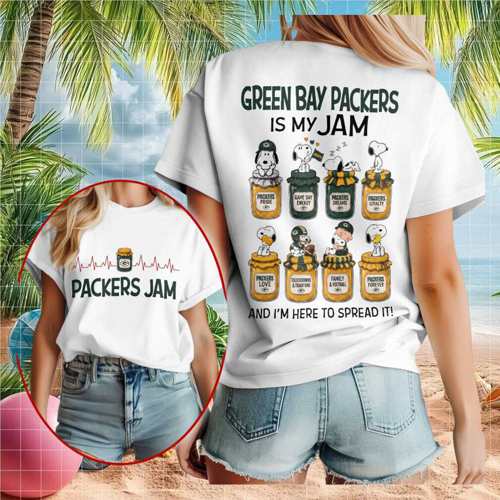 Green Bay Packers Snoopy Is My Jam Football Shirt Packers Merch Gift Ideas For Game Day - Merchluma