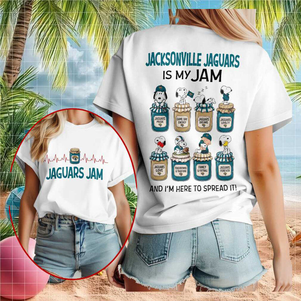 Jacksonville Football Peanuts Snoopy Jam Shirt Jacksonville Jaguars Merch Fan Gifts Ideas - Merchluma