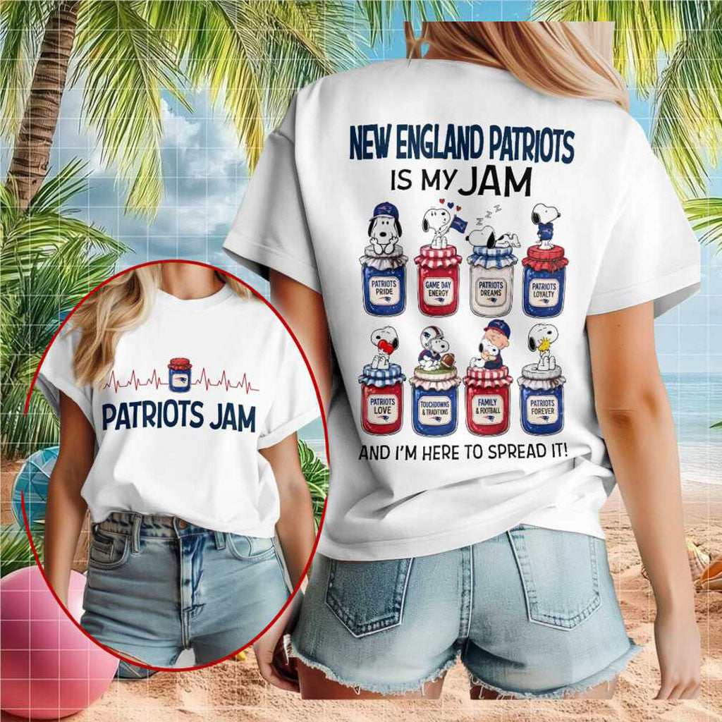 New England Patriots Snoopy Is My Jam Shirt NE Patriots Merch Present For Football Lovers - Merchluma
