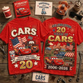 D Pixar Cars 20th Anniversary Red T-Shirt Proudly Spreading Speed And Good Vibes Shirt Son Gift - Merchluma