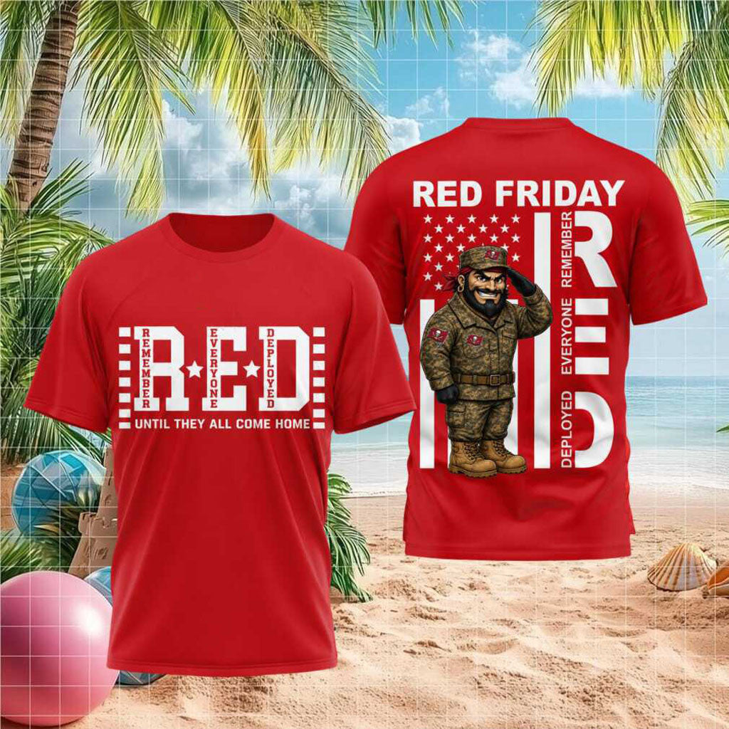 Tampa Bay Buccaneers Mascot Remember Everyone Deployed Red Friday Shirt Buccaneers Merch Gifts - Merchluma