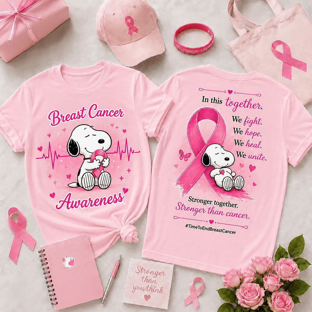 Snoopy Breast Cancer Awareness Pink T-Shirt 2026 Stronger Than Cancer Shirt Warrior Gifts - Merchluma
