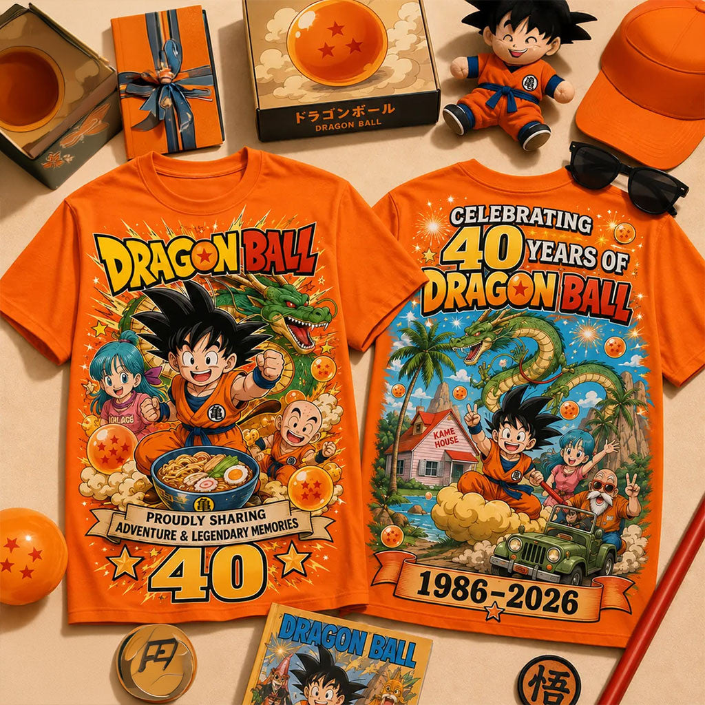 Dragon Ball 1986 2026 Anniversary Orange T-Shirt Dragon Ball Merch Gift For Anime Fans - Merchluma
