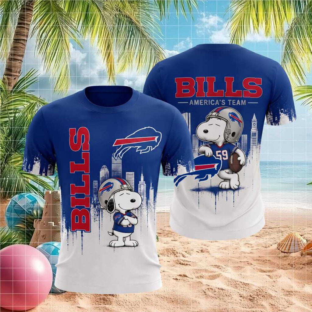 Buffalo Bills Snoopy America's Team City Skyline Shirt Buffalo Bills Merch Football Fan Gifts - Merchluma