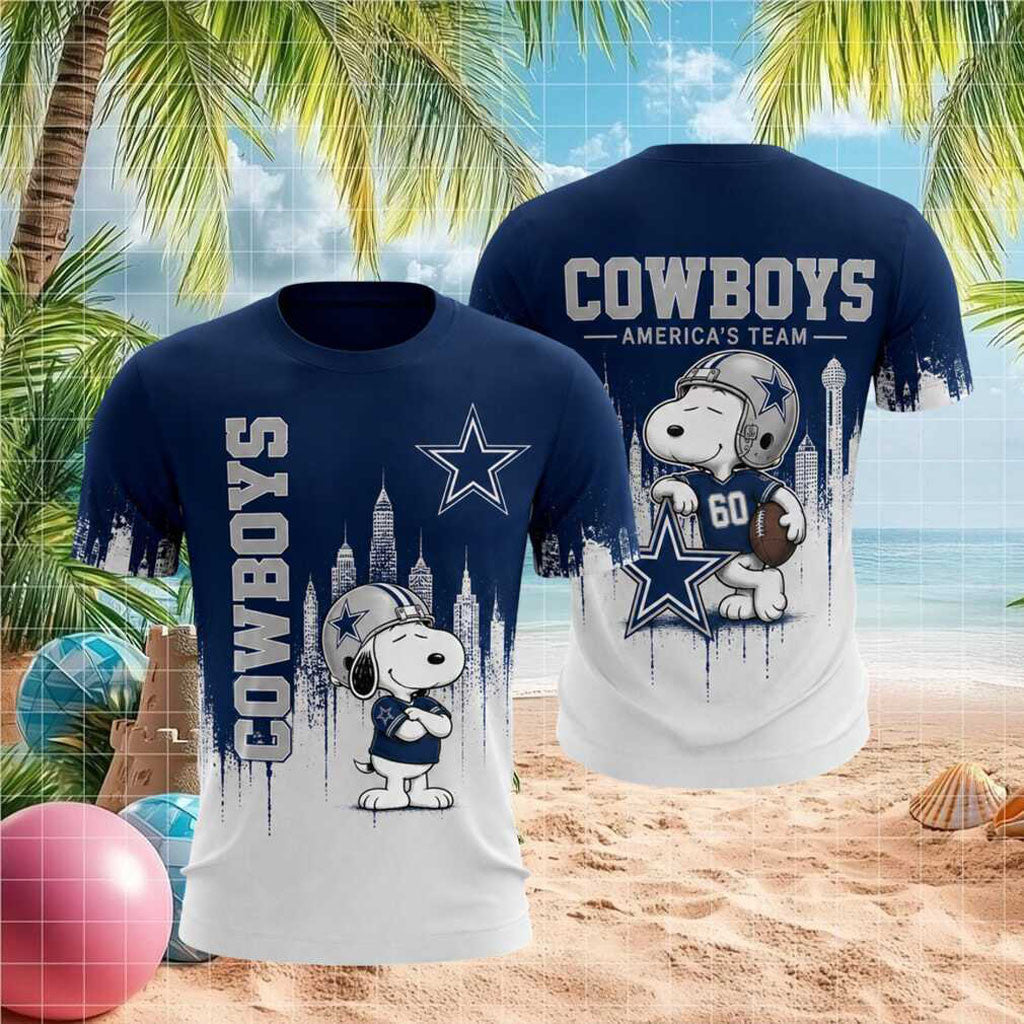 Dallas Cowboys Snoopy America's Team City Skyline Shirt Dallas Cowboys Merch Football Fan Gifts - Merchluma