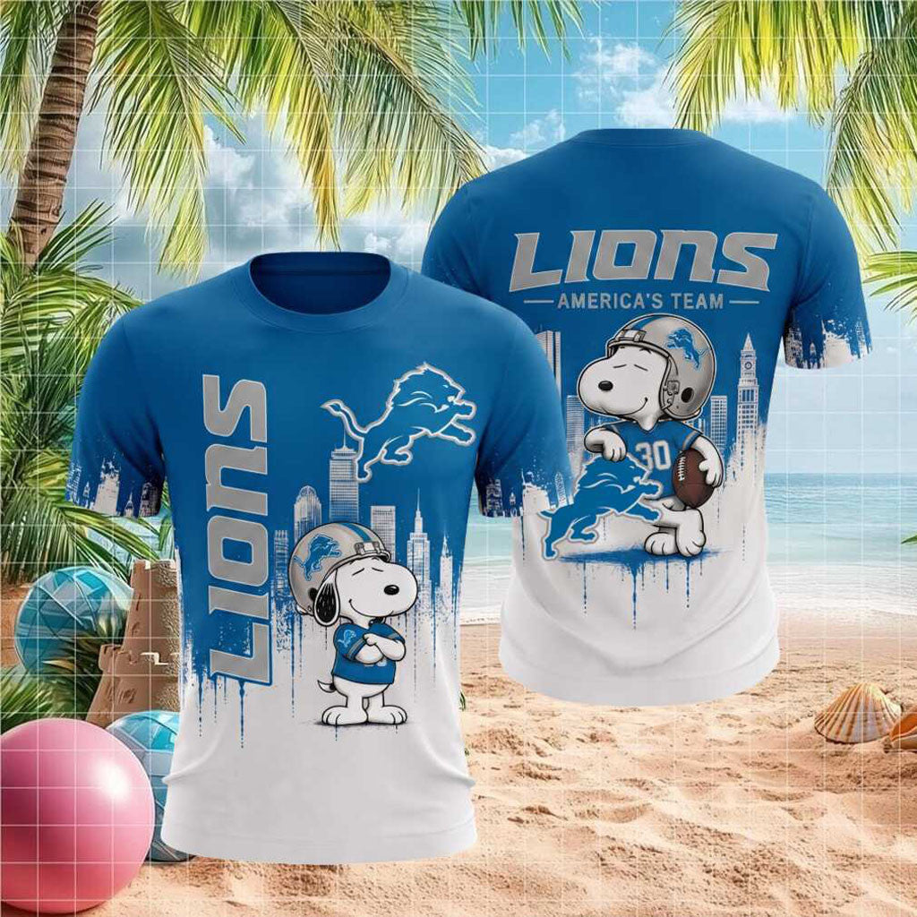 Detroit Lions Snoopy Football America's Team Shirt Detroit Lions Merch Gift For Football Lovers - Merchluma