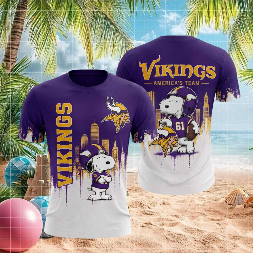 Minnesota Vikings Snoopy Football America's Team Shirt MN Vikings Merch Gift for Game Day - Merchluma