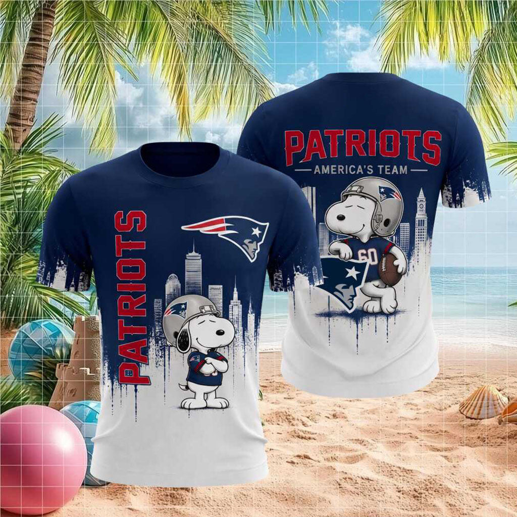 New England Patriots Snoopy Football Shirt America's Team NE Patriots Merch Football Fan Gear - Merchluma