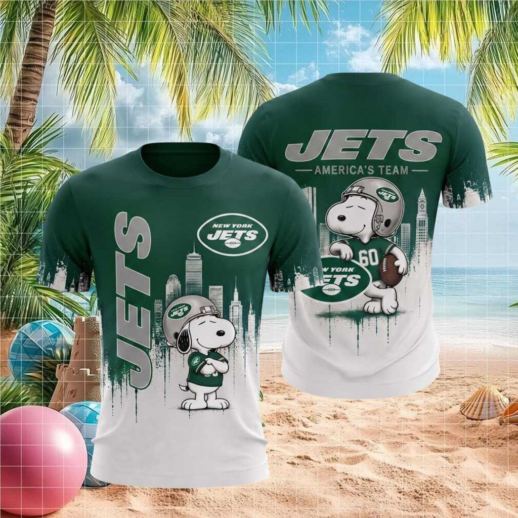 New York Jets Snoopy America's Team City Skyline Shirt NY Jets Merch Football Themed Gifts - Merchluma