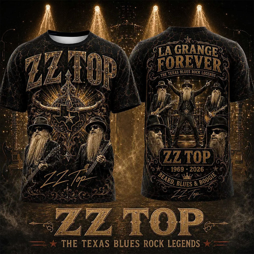 ZZ Top LA Grange Forever 1969-2026 Tribute T-Shirt Beard Blues And Boogie Shirt ZZ Top Merch - Merchluma