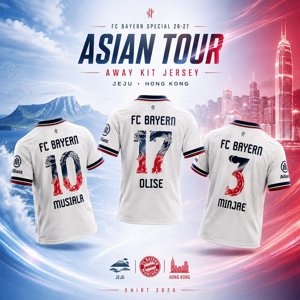 FC Bayern Munich 2026 27 Jeju And Hong Kong Away Kit Jersey FC Bayern Munich Merch Fan Gifts - Merchluma
