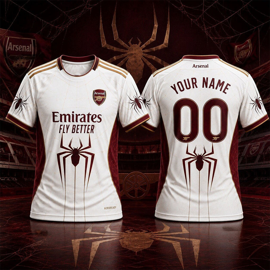 Personalized Arsenal X Spider Man Brand New Day 2026 Away Jersey Arsenal FC Merch Fan Gifts - Merchluma