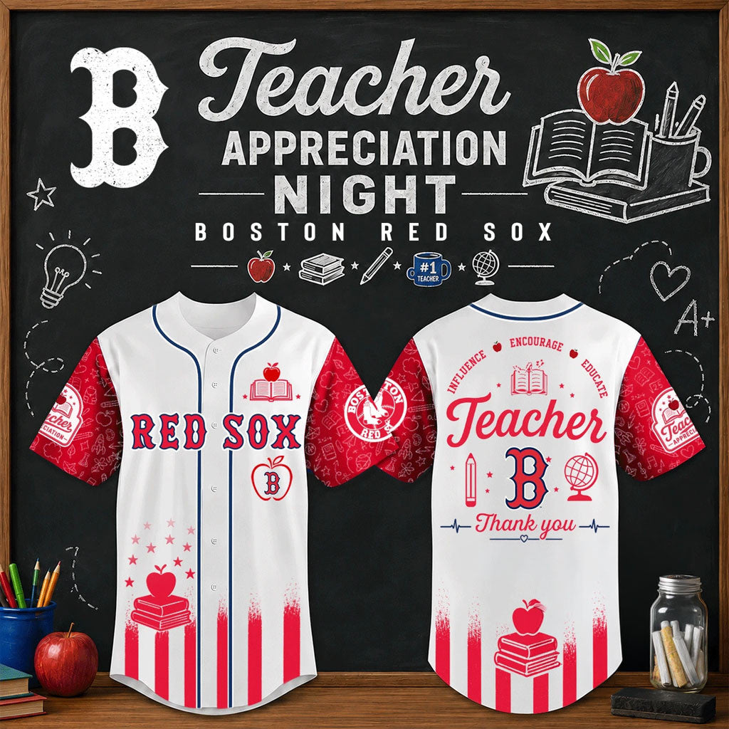 Boston Red Sox Teacher Appreciation Night Baseball Jersey Red Sox Merch Teacher Gifts - Merchluma