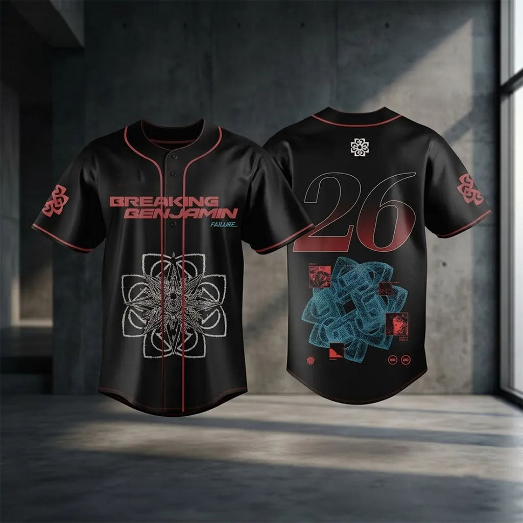 Breaking Benjamin Failure Black Baseball Jersey 2026 Breaking Benjamin Merch Rock Fan Gifts - Merchluma