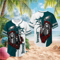 Philadelphia Eagles Grateful Dead Skull Rose Baseball Jersey Philadelphia Eagles Merch Gifts - Merchluma
