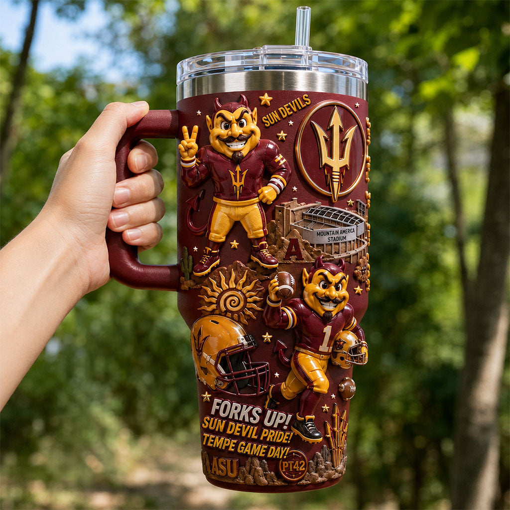 Arizona State Sun Devils Merch Forks Up Sun Devil Pride Tempe Game Day Tumbler Fan Gifts - Merchluma