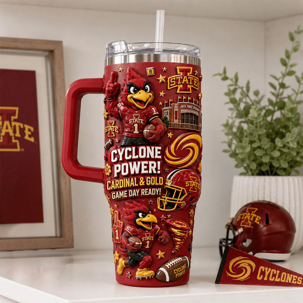 Iowa State Cyclones Merch Cyclone Power Tumbler Cardinal And Gold Game Day Ready Fan Gifts - Merchluma