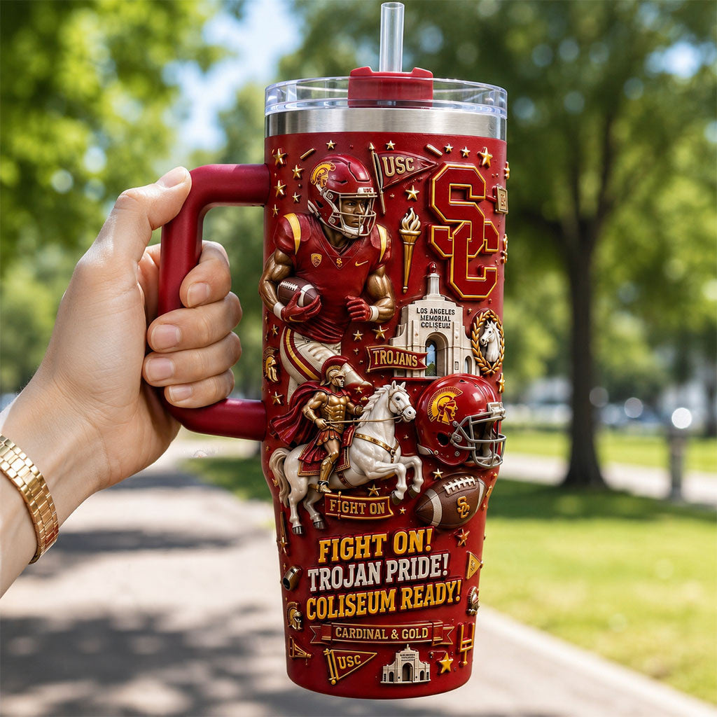 USC Trojans Fight On Trojan Pride Coliseum Ready Tumbler USC Trojans Merch Football Lover Gifts - Merchluma