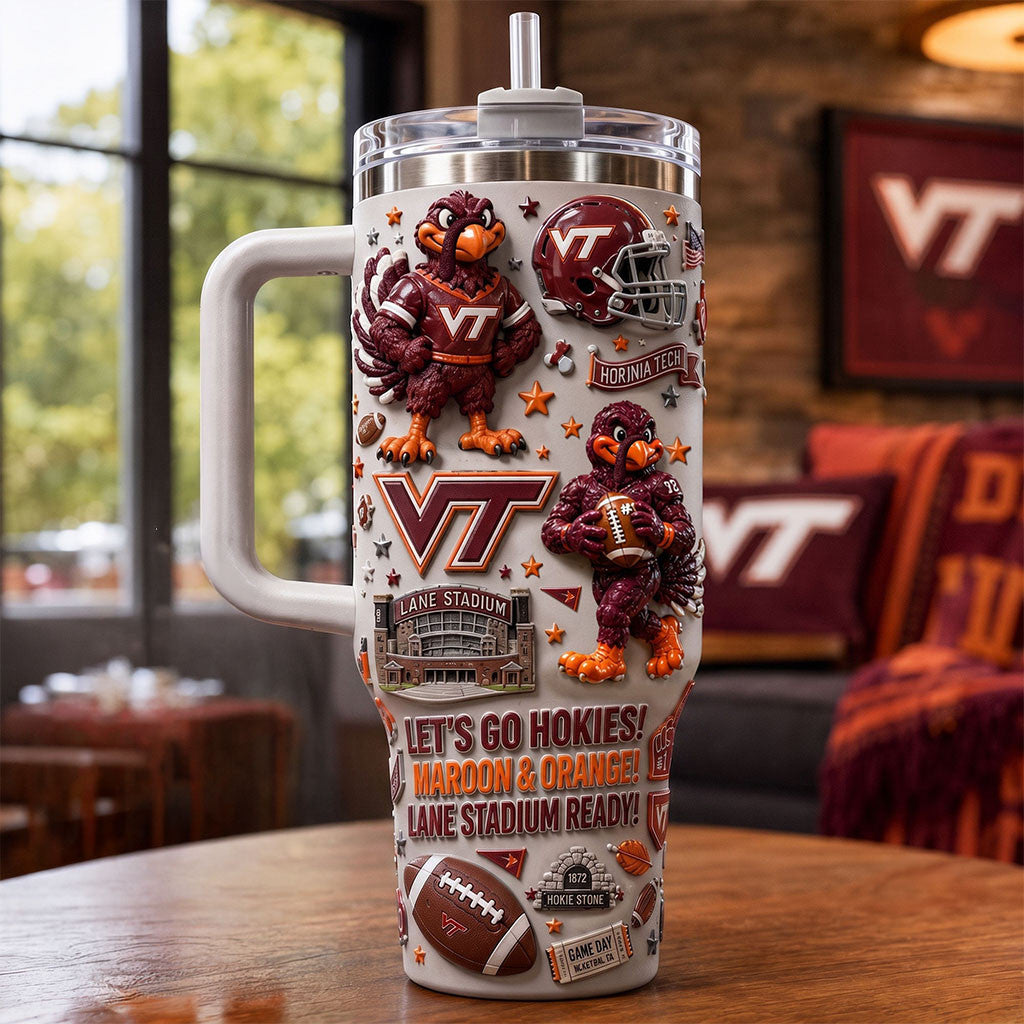Virginia Tech Hokies Merch Let's Go Hokies Tumbler Lane Stadium Ready Cup Football Fan Gifts - Merchluma