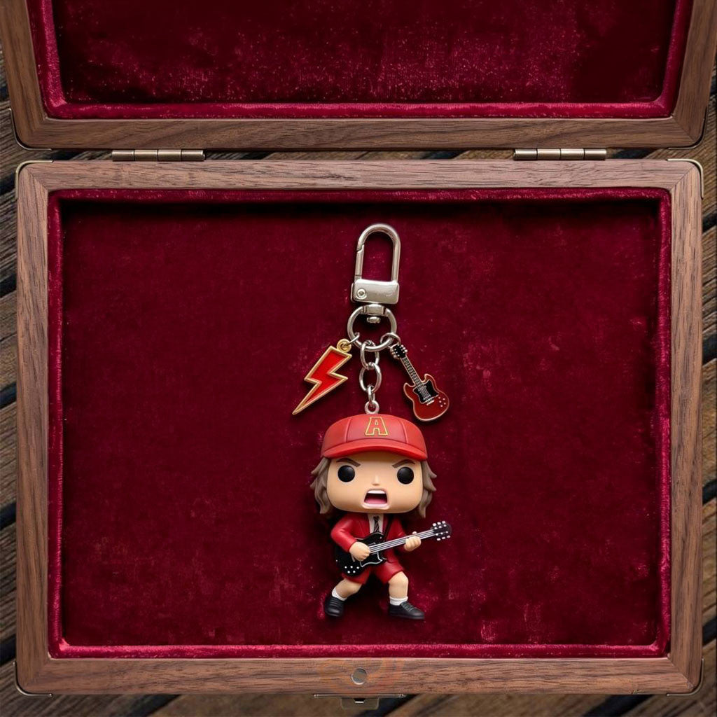 Angus Young Emotional Support Keychain Angus Young ACDC Merch Gift For Music Lovers - Merchluma