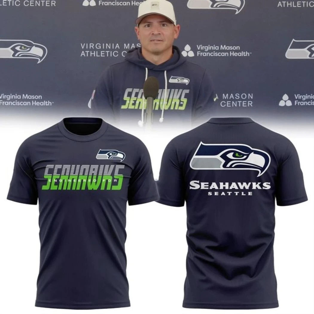 Seattle Seahawks Engineered For Greatness Mike Macdonald Navy Shirt Seattle Football Merch - Merchluma