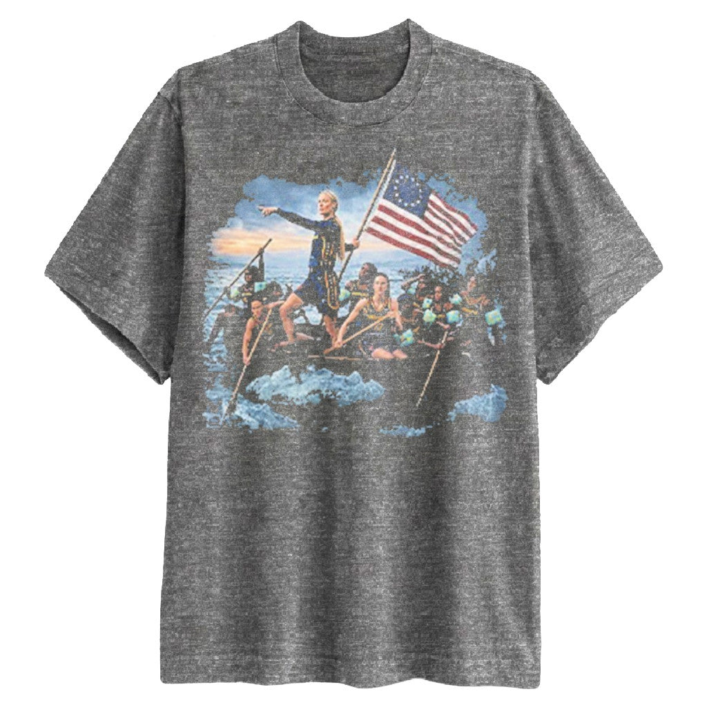 Sophie Cunningham Caitlin Clark Crossing The Delaware T-Shirt Funny Meme Tee Basketball Fan Gear - Merchluma