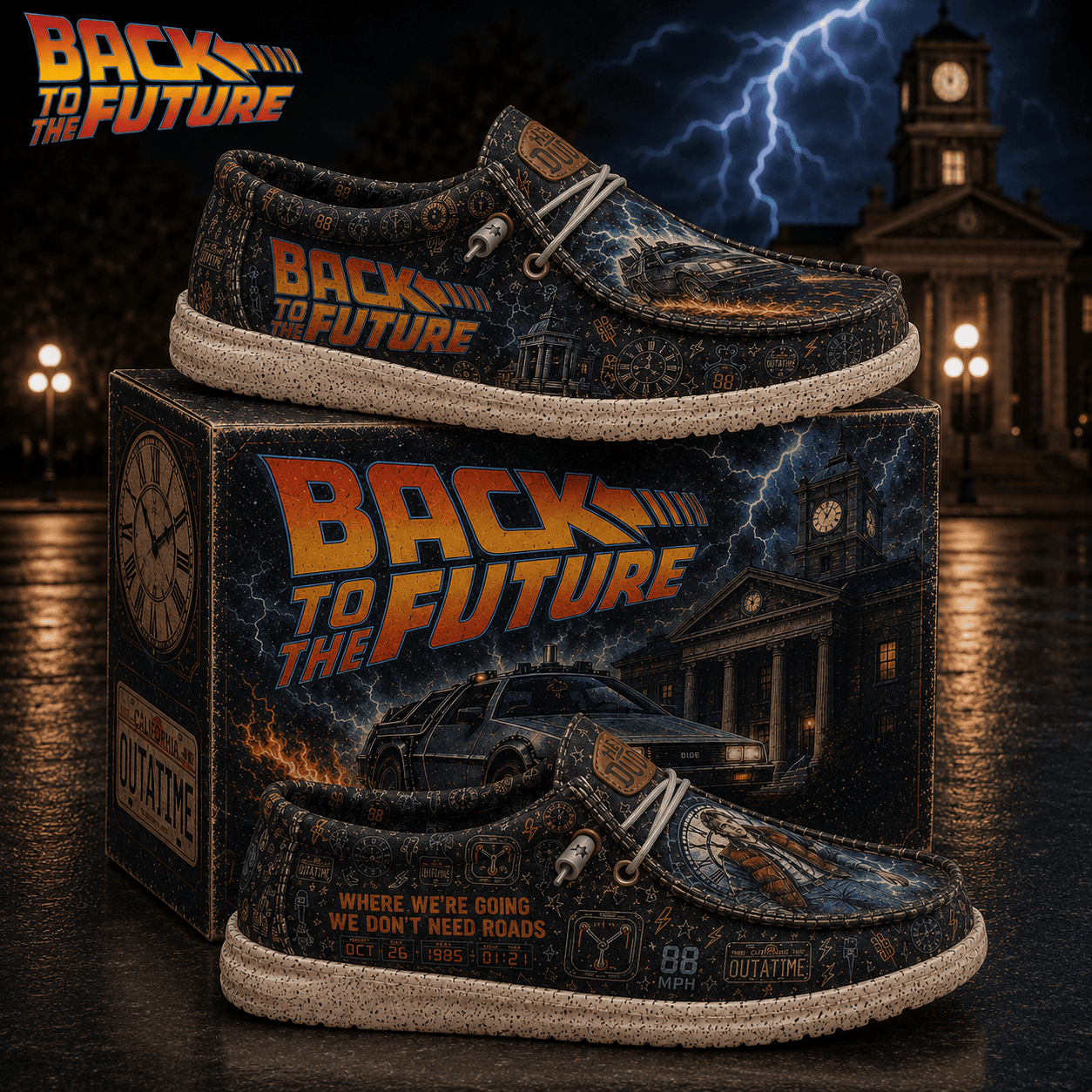 Back To The Future Merch Where We're Going We Don't Need Roads Shoes Gift For Movie Fans - Merchluma